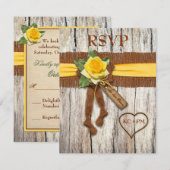 FAUX Burlap, Bois, Carton de réponse de mariage Ro (Devant / Derrière)