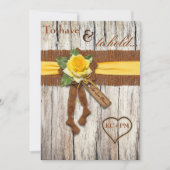 FAUX Burlap, bois, Faire-part de mariage de rose j (Devant)