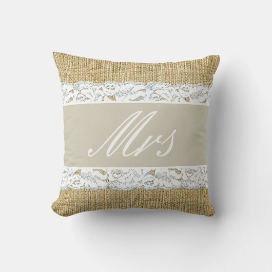 Faux Burlap Bride Pillow Kussen (Voorkant)