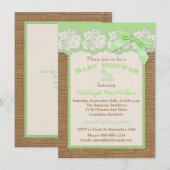 FAUX Burlap Dentelle d'ivoire, Invitation de Baby  (Devant / Derrière)