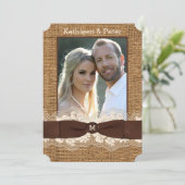 FAUX Burlap, Dentelle, Invitation à un mariage ave (Debout devant)