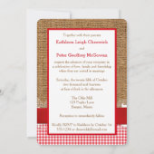 FAUX Burlap, Dentelle, Invitation à un mariage ave (Dos)