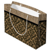Faux Burlap Design Gift Bag Large Cadeautasje (Achterkant Gekanteld)
