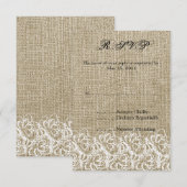 Faux Burlap en Kant RSVP Kaartje (Voorkant / Achterkant)