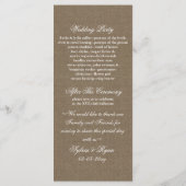 FAUX Burlap et programme de mariage en dentelle ro (Dos)