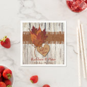 FAUX Burlap, hout, bladeren, hart bruiloft servett Servet (Insitu)