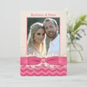 FAUX Burlap, invitation de mariage en dentelle, Ch (Debout devant)