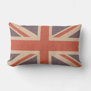 Faux burlap jute linnen look UK vlag Kussen
