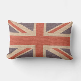 Faux burlap jute linnen look UK vlag Kussen
