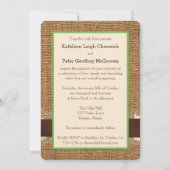 FAUX Burlap Lace Bow Invitation de mariage PHOTO, (Dos)