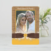 FAUX Burlap Lace Bow Invitation de mariage PHOTO, (Debout devant)