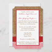 FAUX Burlap, Lace, Gingham Wedding Invite - Rood Kaart (Achterkant)