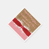 FAUX Burlap, Lace, Gingham Wedding Napkins - Rood Servetten (Hoek)