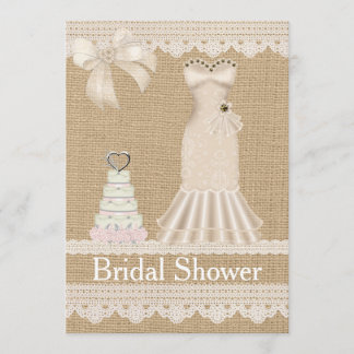 Faux Burlap Lace Wedding Bridal Shower Kaart