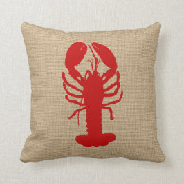 Faux Burlap met Lobster Nautical Pillow Kussen