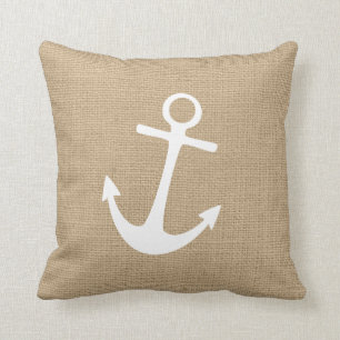 Faux Burlap Nautical Sierkussen met Anchor