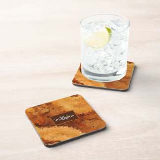 Faux Burled Walnut Monogrammed  Bier Onderzetter