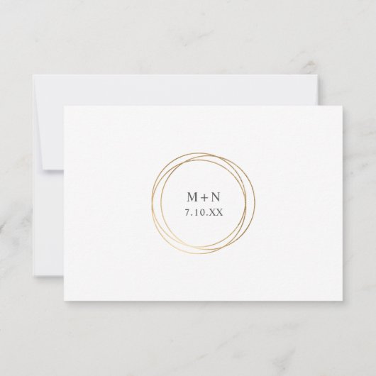 Faux cadre géométrique rond en or mariage RSVP + e (Dos)