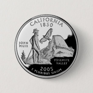 Faux California State Quarter Yosemite Valley Muir Ronde Button 5,7 Cm
