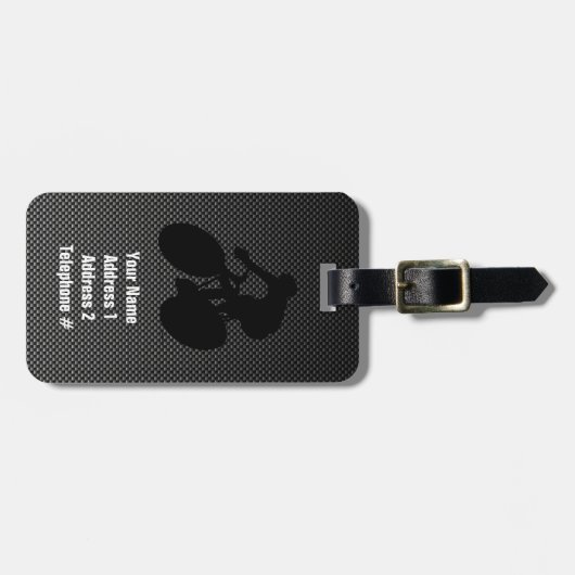 Faux Carbon Fiber Cycling Bagagelabel (Voorkant horizontaal)