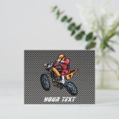 Faux Carbon Fiber Motocross Briefkaart (Staand voorkant)