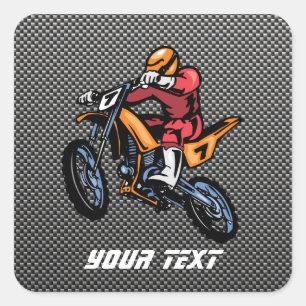 Faux Carbon Fiber Motorcross Vierkante Sticker