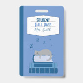 Faux Carnet Blue Student Hall Pass Badge (Avant)