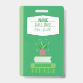 Faux Carnet Infirmière Verte Badge de Hall Pass (Avant)