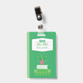 Faux Carnet Infirmière Verte Badge de Hall Pass (Avant avec clip)