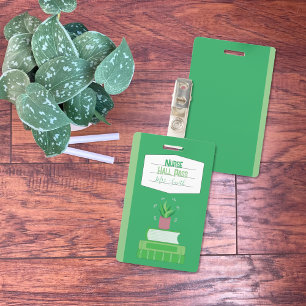 Faux Carnet Infirmière Verte Badge de Hall Pass