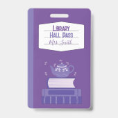 Faux Carnet Purple Library Hall Pass Badge (Avant)