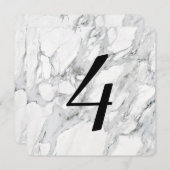 Faux Carrara Marble Table Number Kaarten (Voorkant / Achterkant)