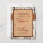 FAUX Carton de réponse de mariage Cœur aux feuille (Dos)