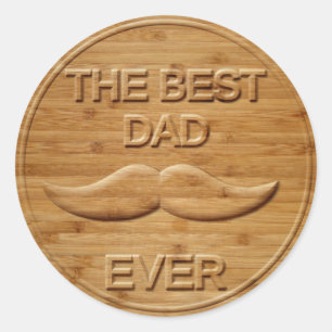 Faux Carved Wood De beste vader ooit Ronde Sticker