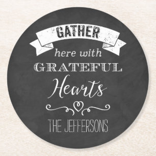 FAUX Chalkboard Grateful Hearts PAPER Onderzetters