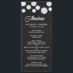 Faux Chalkboard Hanging Lanterns Rustic Menu<br><div class="desc">Carte de menu rustique avec lanternes blanches sur arrière - plan faux tableau. Cette carte de menu fait partie d'une suite mariage "Hanging Paper Lanterns". Des éléments correspondants et d'autres couleurs sont disponibles.</div>