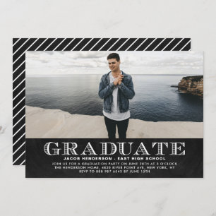 Faux Chalkboard Photo Graduation Party Invitation