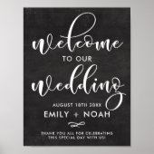 Faux Chalkboard Rustic Script Welcome Wedding Sign Poster (Voorkant)