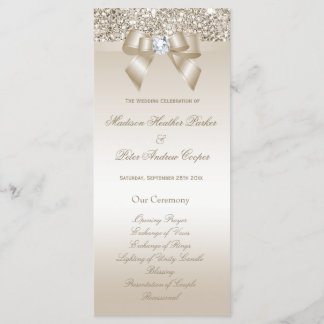 Faux Champagne Sequins Diamond Bow Trouwprogramma Programma