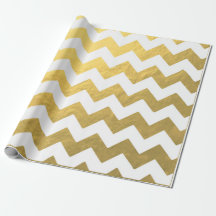 Faux Chevron Gold & White Wrapping Paper