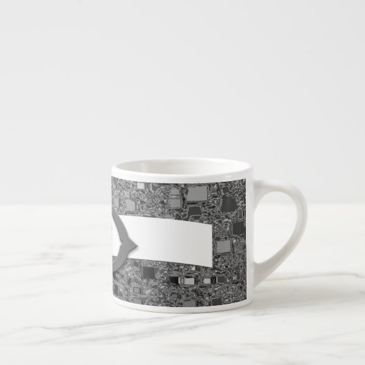 Faux Chrome Mini Box Design & Monogram Espresso Kop (Rechts)