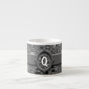 Faux Chrome Mini Box Design & Monogram Espresso Kop