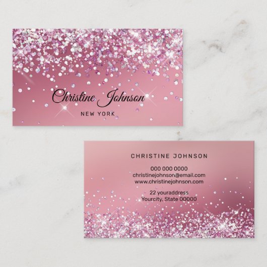 faux chunky glitter design visitekaartje (Voorkant / Achterkant)