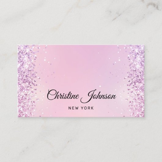 faux chunky glitter lavendel visitekaartje (Voorkant)