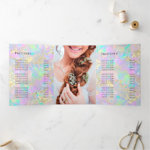 faux chunky glitter neon opal Brochure Drieluik Uitnodiging