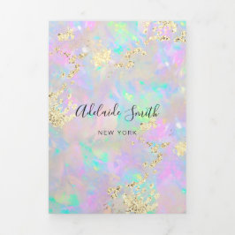 faux chunky glitter neon opal Brochure Drieluik Uitnodiging