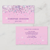 Faux chunky glitter op bord roze visitekaartje (Voorkant / Achterkant)