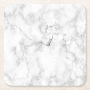 Faux Classic White en Grey Carrera Marble Vierkante Kartonnen Onderzetter
