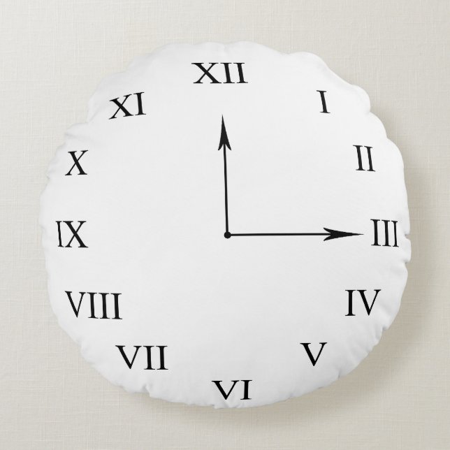 Faux Clock Face Rond Kussen (Voorkant)