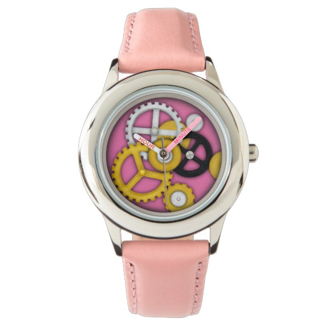 Faux Clockwork met Visible Gears Fun Geeky Horloge (Voorkant)